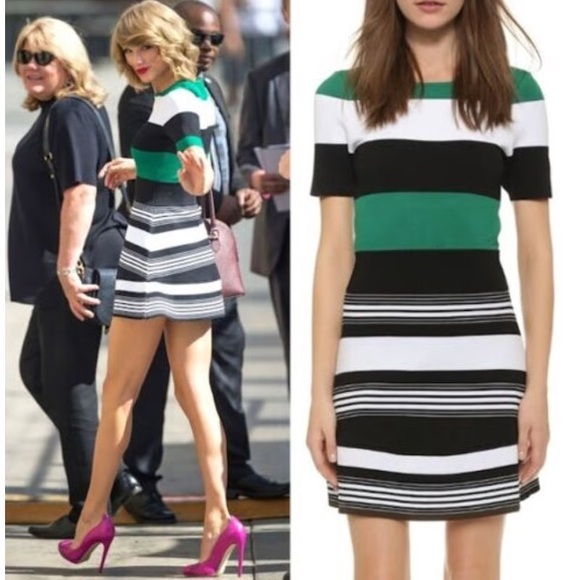 A.L.C. Dresses & Skirts - A.L.C. | preppy black green & white striped short sleeve Kane a-line dress